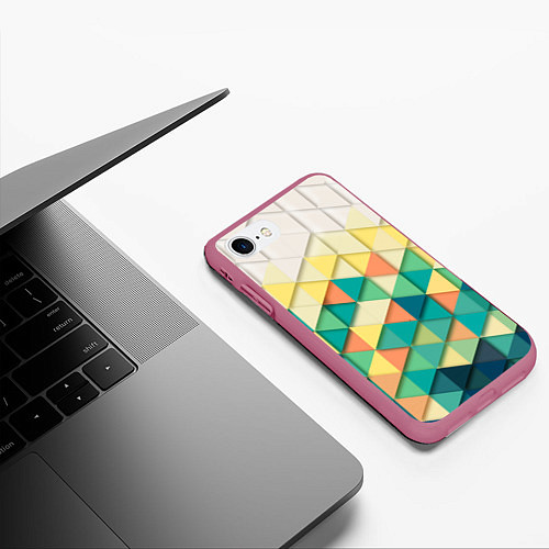 Чехол iPhone 7/8 матовый Мозаичный градиент / 3D-Малиновый – фото 3