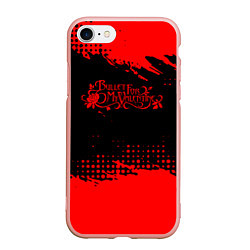 Чехол iPhone 7/8 матовый Bullet For My Valentine красная абстракция, цвет: 3D-светло-розовый