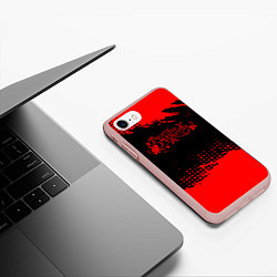 Чехол iPhone 7/8 матовый Bullet For My Valentine красная абстракция, цвет: 3D-светло-розовый — фото 2