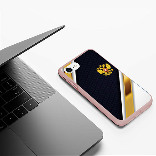 Чехол iPhone 7/8 матовый Gold and white Russia / 3D-Светло-розовый – фото 3