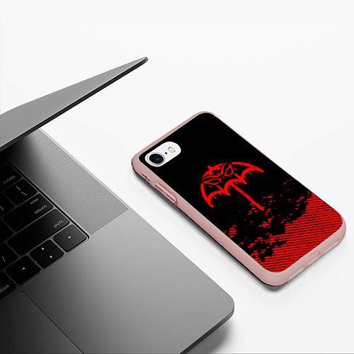 Чехол iPhone 7/8 матовый Bring Me the Horizon красный фонтик / 3D-Светло-розовый – фото 3