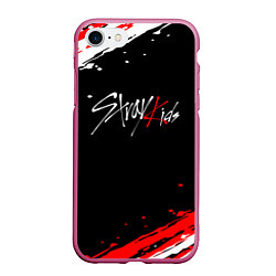 Чехол iPhone 7/8 матовый Stray kids - краска, цвет: 3D-малиновый