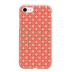 Чехол iPhone 7/8 матовый Минимализм - цветочки, цвет: 3D-светло-розовый