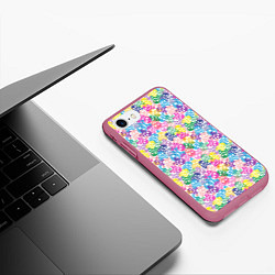 Чехол iPhone 7/8 матовый Череп и сердца, цвет: 3D-малиновый — фото 2
