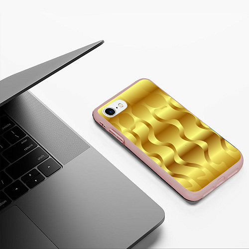 Чехол iPhone 7/8 матовый Золото абстрактная графика / 3D-Светло-розовый – фото 3