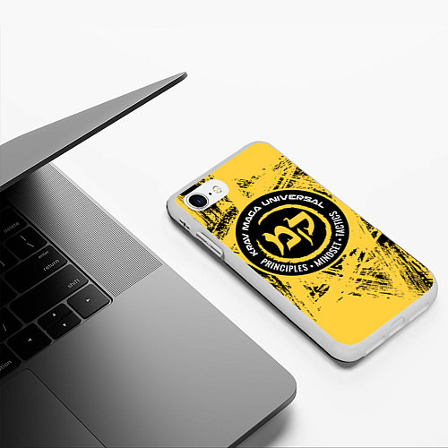 Чехол iPhone 7/8 матовый Krav maga national wrestling emblem / 3D-Белый – фото 3