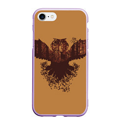 Чехол iPhone 7/8 матовый Летящая сова и осенний лес