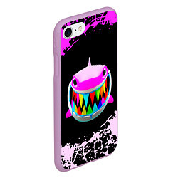 Чехол iPhone 7/8 матовый 6ix9ine акула neon, цвет: 3D-сиреневый — фото 2