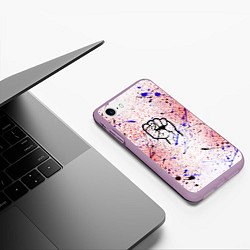 Чехол iPhone 7/8 матовый Не сдавайся - кулак, цвет: 3D-сиреневый — фото 2