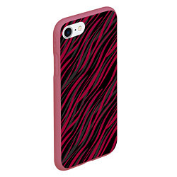 Чехол iPhone 7/8 матовый Модный полосатый красно- черный узор Зебра, цвет: 3D-малиновый — фото 2