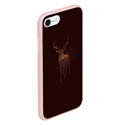 Чехол iPhone 7/8 матовый Силуэт оленя с осенним лесом, цвет: 3D-светло-розовый — фото 2