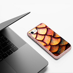 Чехол iPhone 7/8 матовый Чешуя дракона крупная, цвет: 3D-светло-розовый — фото 2