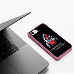 Чехол iPhone 7/8 матовый Киберпанк 2077 - Фантом Либерти, цвет: 3D-малиновый — фото 2