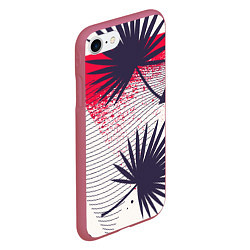 Чехол iPhone 7/8 матовый Треугольники и пальмы, цвет: 3D-малиновый — фото 2