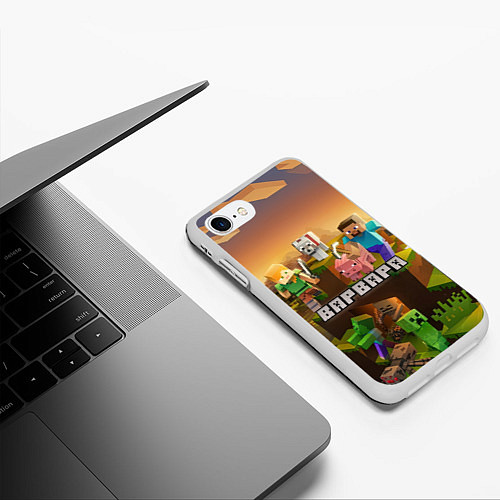 Чехол iPhone 7/8 матовый Варвара Minecraft / 3D-Белый – фото 3