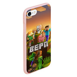 Чехол iPhone 7/8 матовый Вера Minecraft, цвет: 3D-светло-розовый — фото 2