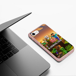 Чехол iPhone 7/8 матовый Владислав Minecraft, цвет: 3D-светло-розовый — фото 2