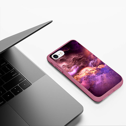 Чехол iPhone 7/8 матовый Необычное фиолетовое облако / 3D-Малиновый – фото 3