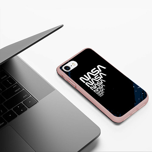 Чехол iPhone 7/8 матовый Nasa надпись / 3D-Светло-розовый – фото 3