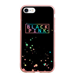Чехол iPhone 7/8 матовый Blackpink брызги красок, цвет: 3D-светло-розовый