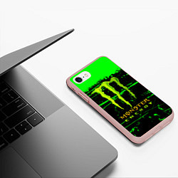 Чехол iPhone 7/8 матовый Monster energy green neon, цвет: 3D-светло-розовый — фото 2