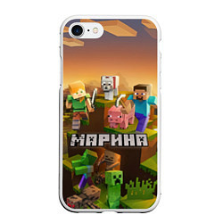 Чехол iPhone 7/8 матовый Марина Minecraft, цвет: 3D-белый
