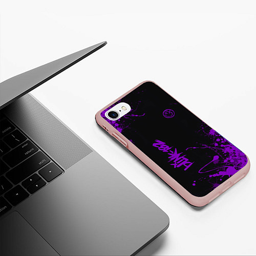 Чехол iPhone 7/8 матовый Blink 182 фиолетовые брызги / 3D-Светло-розовый – фото 3