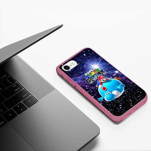 Чехол iPhone 7/8 матовый Super Mario Galaxy - Nintendo / 3D-Малиновый – фото 3