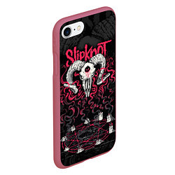 Чехол iPhone 7/8 матовый Slipknot - goat skull, цвет: 3D-малиновый — фото 2