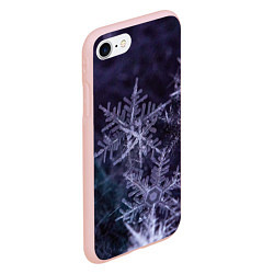 Чехол iPhone 7/8 матовый Снежинки макро фото, цвет: 3D-светло-розовый — фото 2
