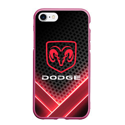 Чехол iPhone 7/8 матовый Dodge карбон, цвет: 3D-малиновый