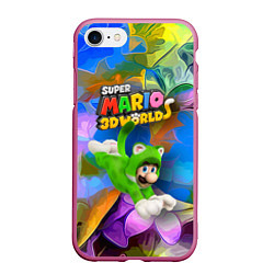 Чехол iPhone 7/8 матовый Luigi cat - Super Mario 3D World - Nintendo, цвет: 3D-малиновый