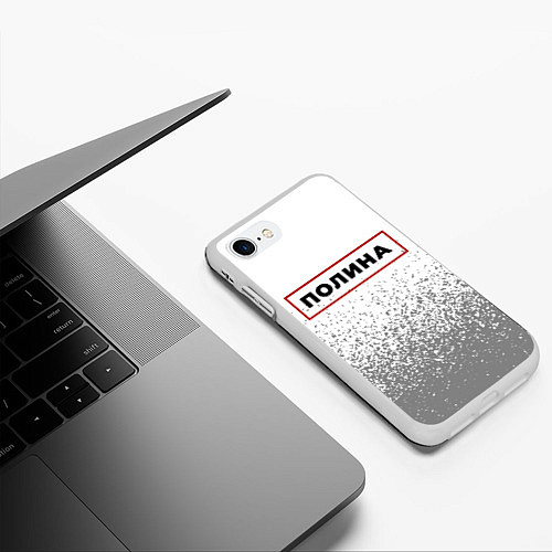 Чехол iPhone 7/8 матовый Полина - в красной рамке на светлом / 3D-Белый – фото 3