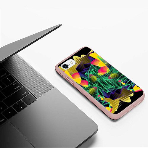 Чехол iPhone 7/8 матовый Цветная абстрактная полоса графика / 3D-Светло-розовый – фото 3