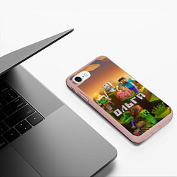 Чехол iPhone 7/8 матовый Ольга Minecraft, цвет: 3D-светло-розовый — фото 2
