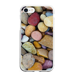Чехол iPhone 7/8 матовый Морская галька - пляж, цвет: 3D-белый