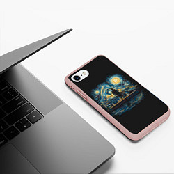 Чехол iPhone 7/8 матовый Звездная Ночь пародия, цвет: 3D-светло-розовый — фото 2
