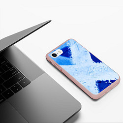 Чехол iPhone 7/8 матовый Белый крест на синем фоне, цвет: 3D-светло-розовый — фото 2
