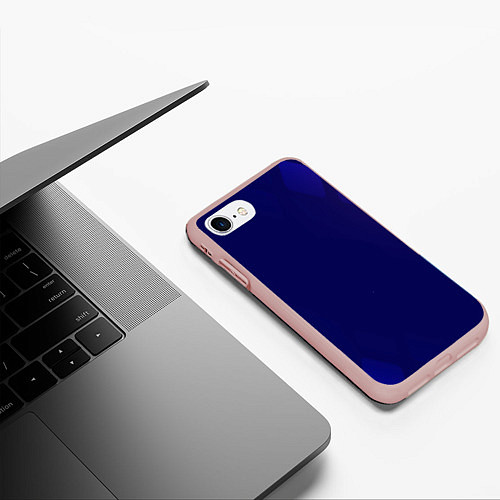 Чехол iPhone 7/8 матовый Темно синий фон / 3D-Светло-розовый – фото 3
