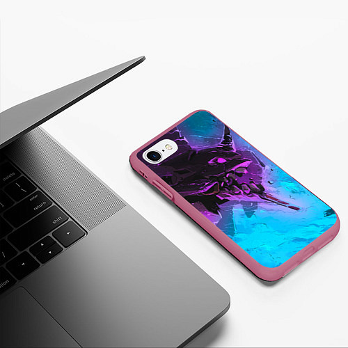 Чехол iPhone 7/8 матовый Neon Genesis Evangelion - Eva 01 / 3D-Малиновый – фото 3