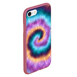 Чехол iPhone 7/8 матовый Сине-фиолетовый тай дай, цвет: 3D-малиновый — фото 2