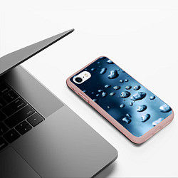 Чехол iPhone 7/8 матовый Капли воды на матовом стекле - текстура, цвет: 3D-светло-розовый — фото 2