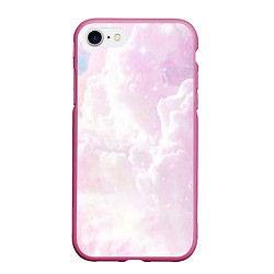 Чехол iPhone 7/8 матовый Розовые облака на голубом небе, цвет: 3D-малиновый