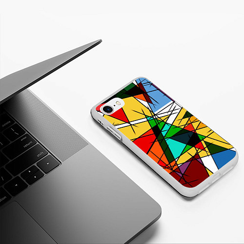 Чехол iPhone 7/8 матовый Грубый абстрактный фон / 3D-Белый – фото 3