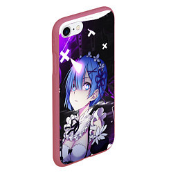 Чехол iPhone 7/8 матовый Rem - ReZero - Абстракция, цвет: 3D-малиновый — фото 2