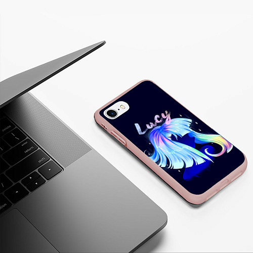 Чехол iPhone 7/8 матовый Люси из аниме Cyberpunk Edgerunners / 3D-Светло-розовый – фото 3