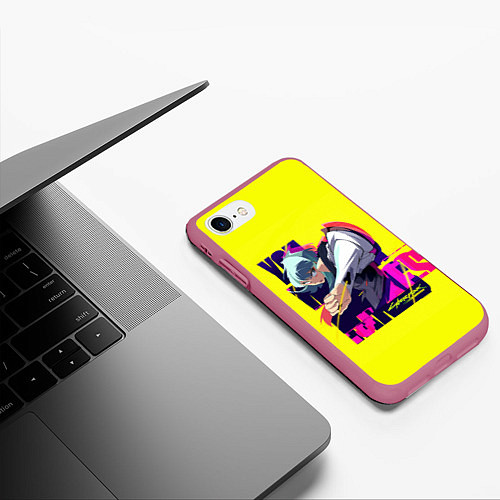 Чехол iPhone 7/8 матовый Люси из аниме Cyberpunk Edgerunners / 3D-Малиновый – фото 3