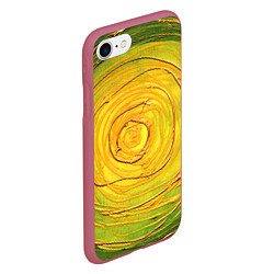 Чехол iPhone 7/8 матовый Желто-зеленая текстурная абстракция акрилом, цвет: 3D-малиновый — фото 2