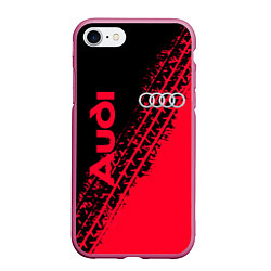 Чехол iPhone 7/8 матовый Audi, цвет: 3D-малиновый