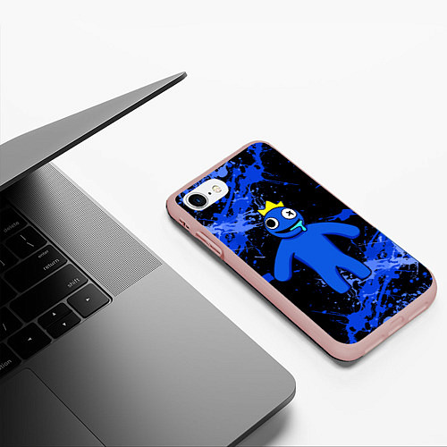 Чехол iPhone 7/8 матовый Радужные друзья - Синий / 3D-Светло-розовый – фото 3